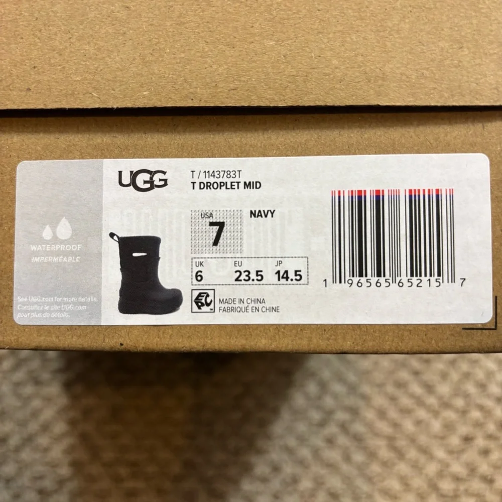 Ugg Toddler Navy Blue Droplet Mini Rain‎ Boots Size 7